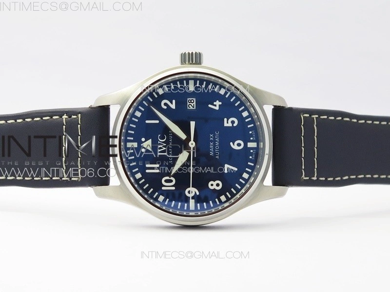 Mark XX IW328203 SS M+F 1:1 Best Edition Blue Dial on Blue Leather Strap MIYOTA 9015