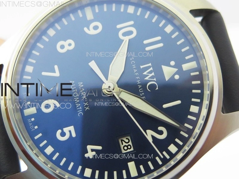 Mark XX IW328203 SS M+F 1:1 Best Edition Blue Dial on Blue Leather Strap MIYOTA 9015