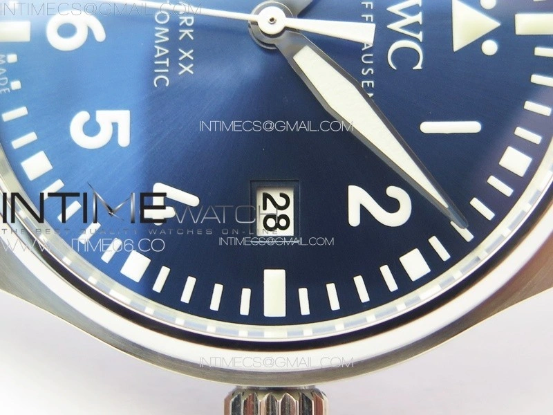 Mark XX IW328203 SS M+F 1:1 Best Edition Blue Dial on Blue Leather Strap MIYOTA 9015