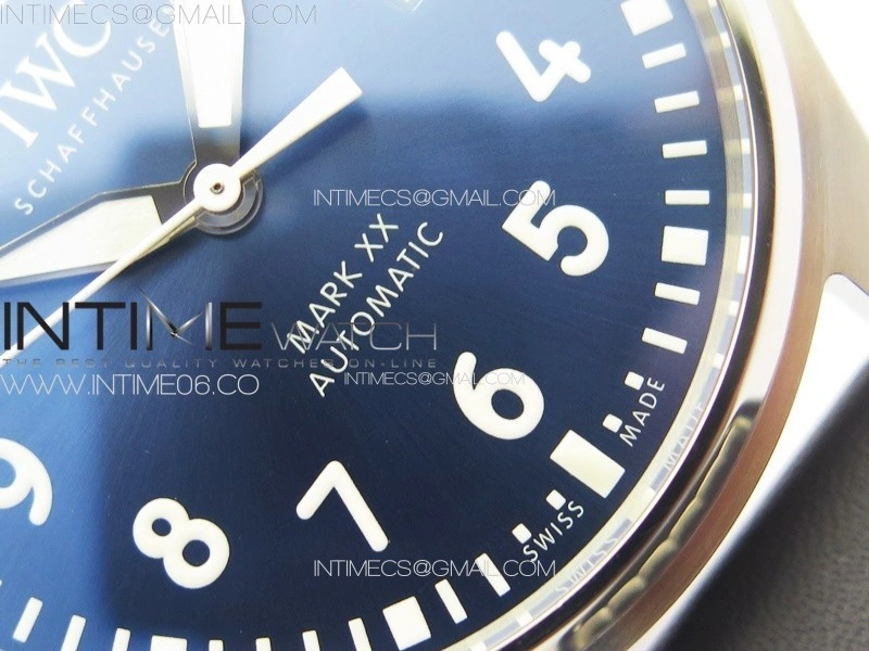 Mark XX IW328203 SS M+F 1:1 Best Edition Blue Dial on Blue Leather Strap MIYOTA 9015
