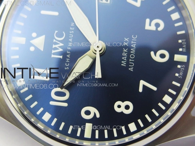 Mark XX IW328203 SS M+F 1:1 Best Edition Blue Dial on Blue Leather Strap MIYOTA 9015