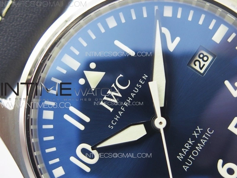 Mark XX IW328203 SS M+F 1:1 Best Edition Blue Dial on Blue Leather Strap MIYOTA 9015
