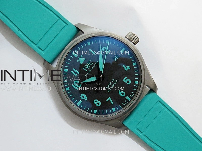 Mark XX IW328210 Mercedes-AMG Petronas F1 Team Ti M+F 1:1 Best Edition Black Dial on Green Rubber Strap MIYOTA 9015