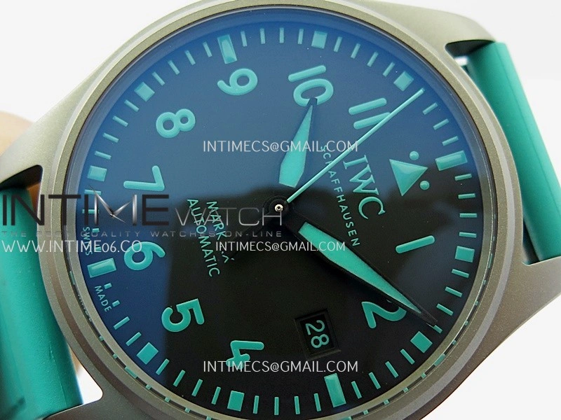 Mark XX IW328210 Mercedes-AMG Petronas F1 Team Ti M+F 1:1 Best Edition Black Dial on Green Rubber Strap MIYOTA 9015