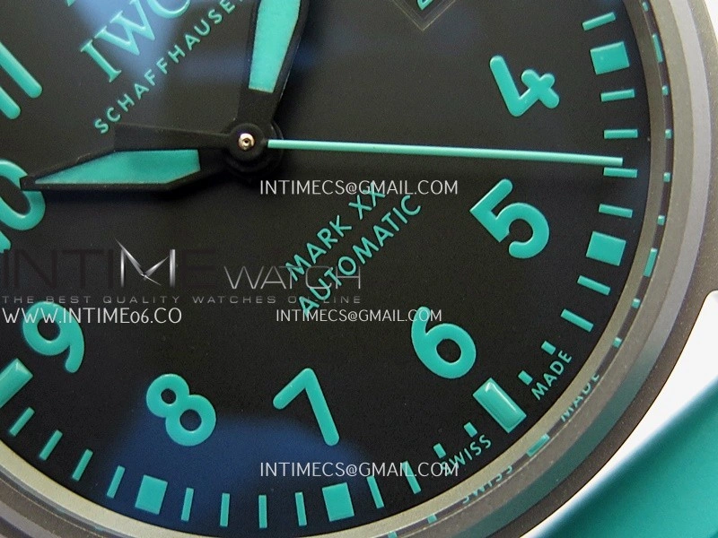 Mark XX IW328210 Mercedes-AMG Petronas F1 Team Ti M+F 1:1 Best Edition Black Dial on Green Rubber Strap MIYOTA 9015