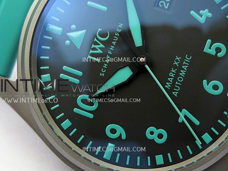Mark XX IW328210 Mercedes-AMG Petronas F1 Team Ti M+F 1:1 Best Edition Black Dial on Green Rubber Strap MIYOTA 9015
