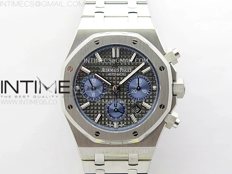 Royal Oak Chrono 26331ST SS IPF 1:1 Best Edition Black Dial Blue subdial on SS Bracelet A7750