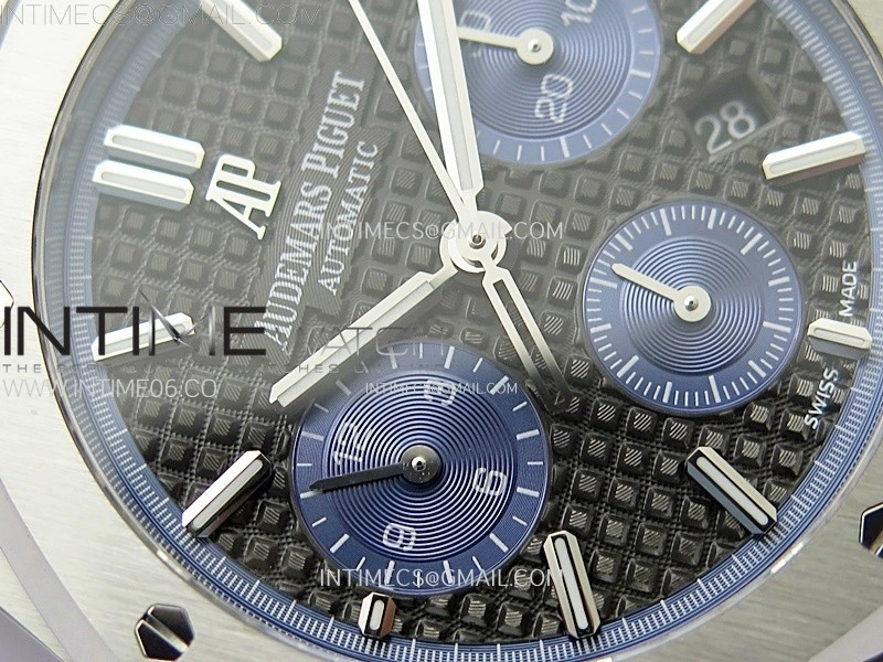 Royal Oak Chrono 26331ST SS IPF 1:1 Best Edition Black Dial Blue subdial on SS Bracelet A7750