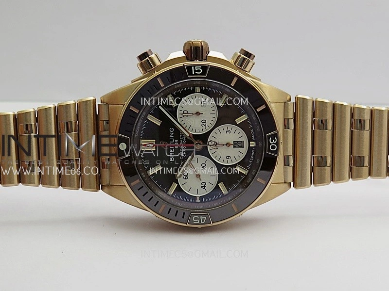 Chronomat B01 44mm RG TF 1:1 Best Edition Brown Dial On RG Bracelet A7750 To Cal.01