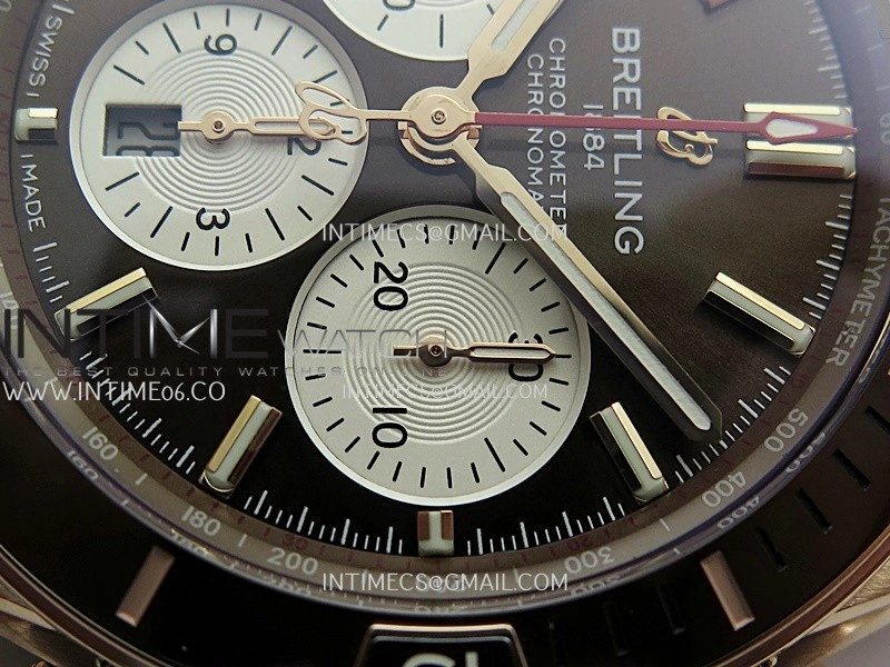 Chronomat B01 44mm RG TF 1:1 Best Edition Brown Dial On RG Bracelet A7750 To Cal.01