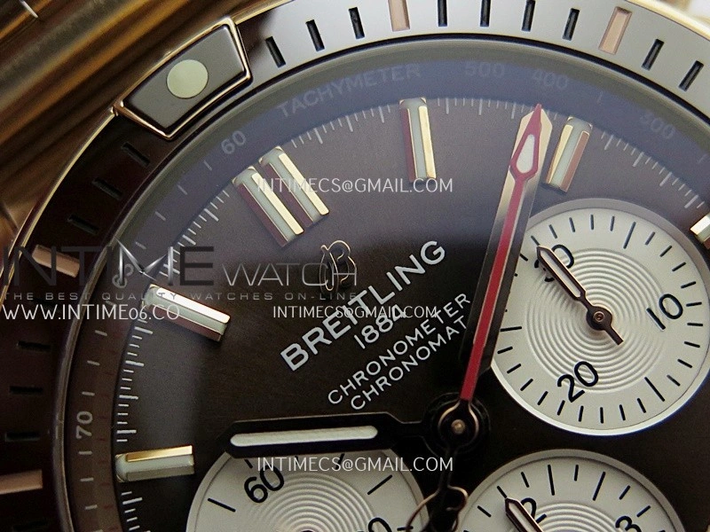 Chronomat B01 44mm RG TF 1:1 Best Edition Brown Dial On RG Bracelet A7750 To Cal.01