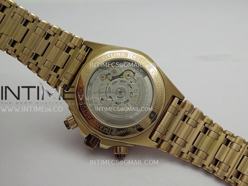 Chronomat B01 44mm RG TF 1:1 Best Edition Brown Dial On RG Bracelet A7750 To Cal.01