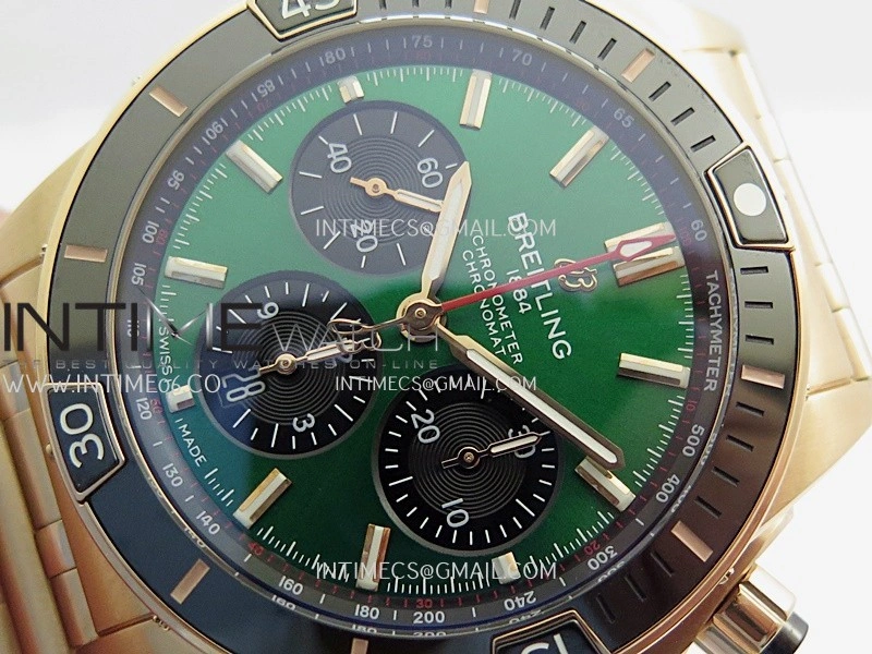Chronomat B01 44mm RG TF 1:1 Best Edition Green Dial On RG Bracelet A7750 To Cal.01