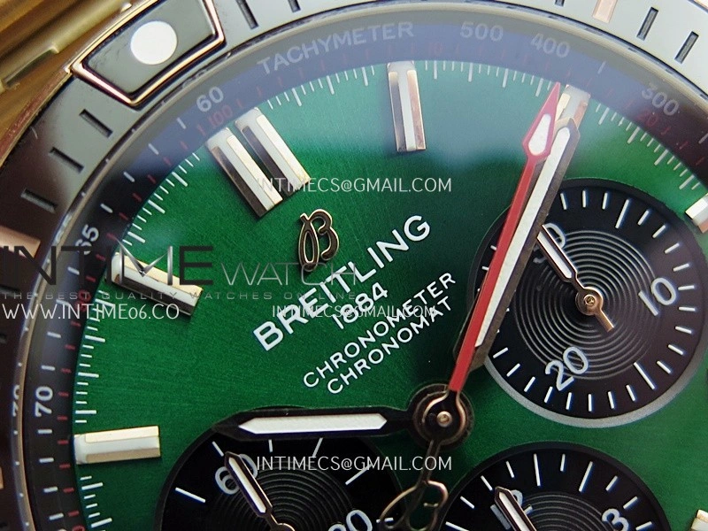 Chronomat B01 44mm RG TF 1:1 Best Edition Green Dial On RG Bracelet A7750 To Cal.01