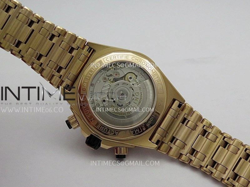 Chronomat B01 44mm RG TF 1:1 Best Edition Green Dial On RG Bracelet A7750 To Cal.01