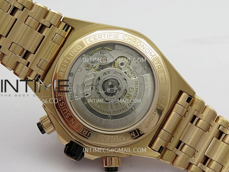 Chronomat B01 44mm RG TF 1:1 Best Edition Green Dial On RG Bracelet A7750 To Cal.01