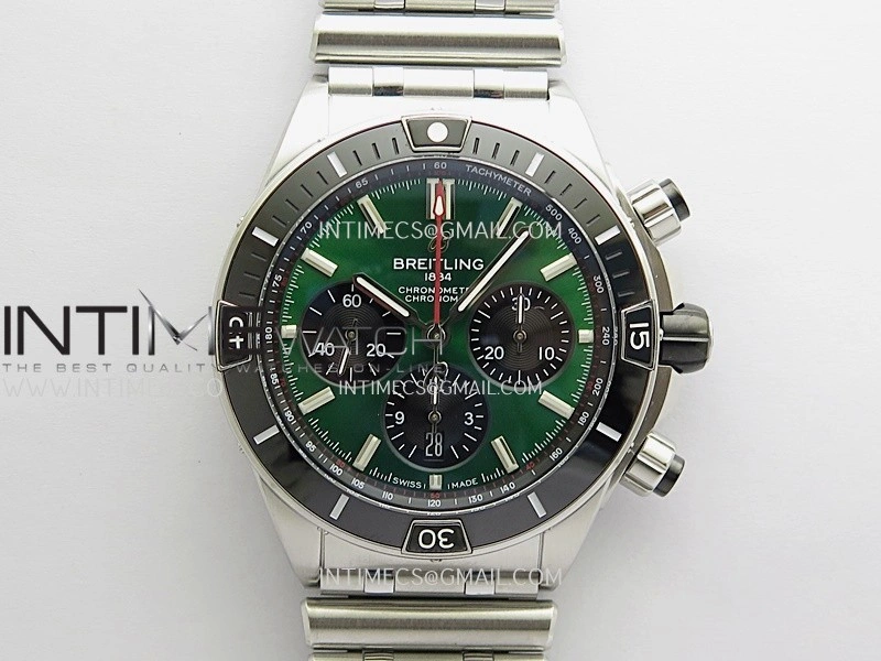 Chronomat B01 44mm SS TF 1:1 Best Edition Green Dial On SS Bracelet A7750 To Cal.01