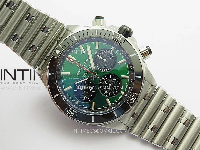 Chronomat B01 44mm SS TF 1:1 Best Edition Green Dial On SS Bracelet A7750 To Cal.01