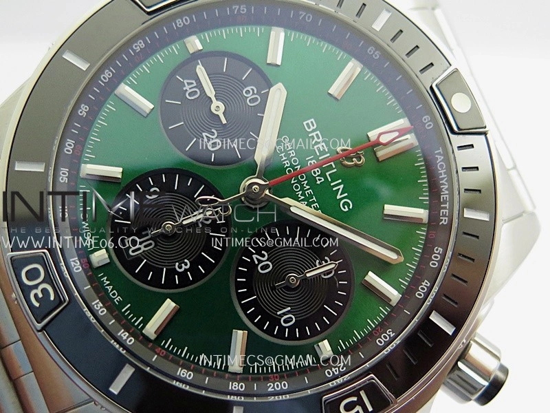 Chronomat B01 44mm SS TF 1:1 Best Edition Green Dial On SS Bracelet A7750 To Cal.01