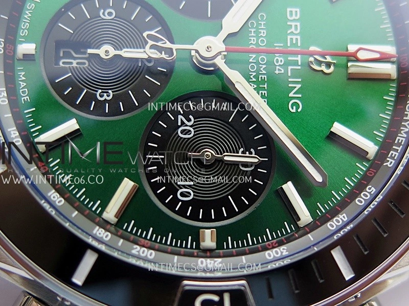 Chronomat B01 44mm SS TF 1:1 Best Edition Green Dial On SS Bracelet A7750 To Cal.01