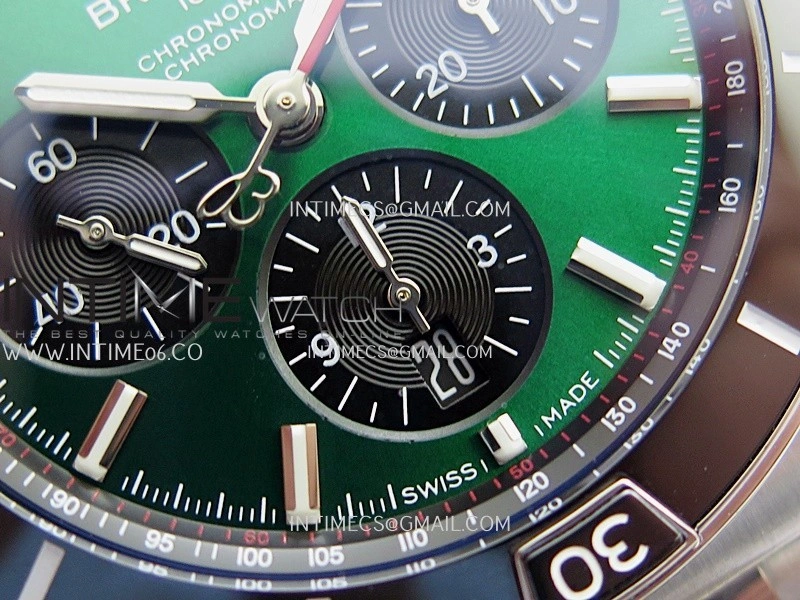 Chronomat B01 44mm SS TF 1:1 Best Edition Green Dial On SS Bracelet A7750 To Cal.01