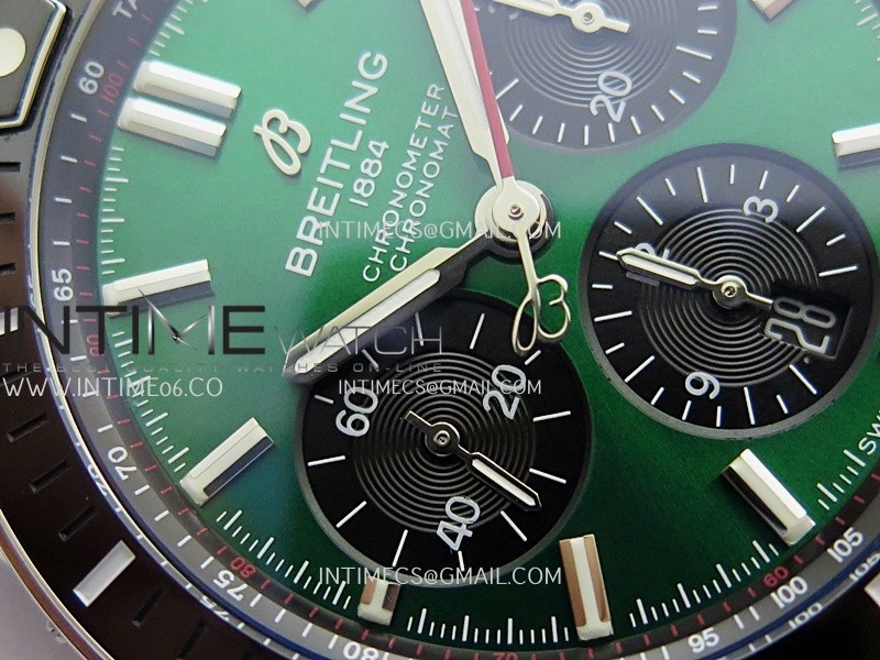 Chronomat B01 44mm SS TF 1:1 Best Edition Green Dial On SS Bracelet A7750 To Cal.01