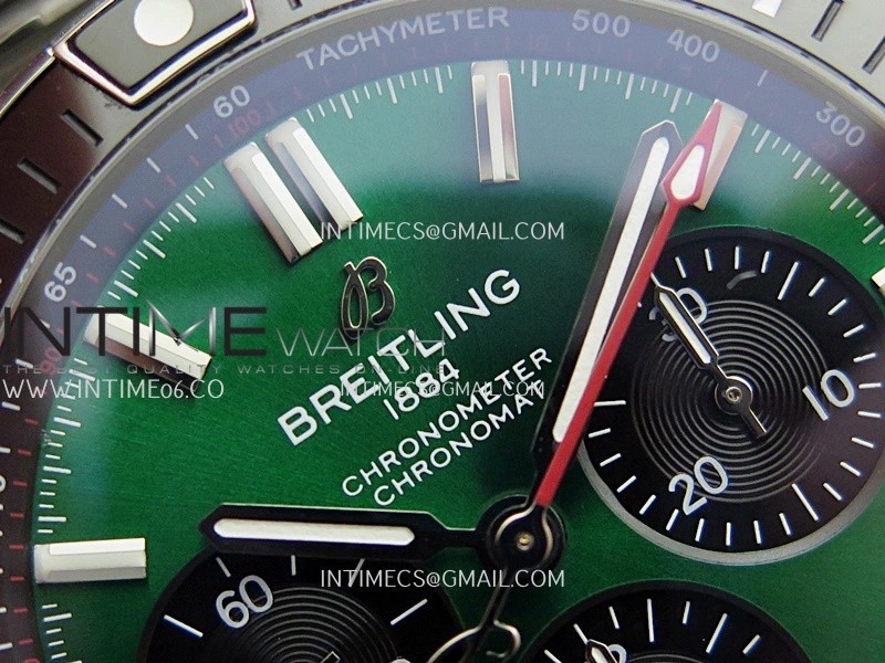 Chronomat B01 44mm SS TF 1:1 Best Edition Green Dial On SS Bracelet A7750 To Cal.01