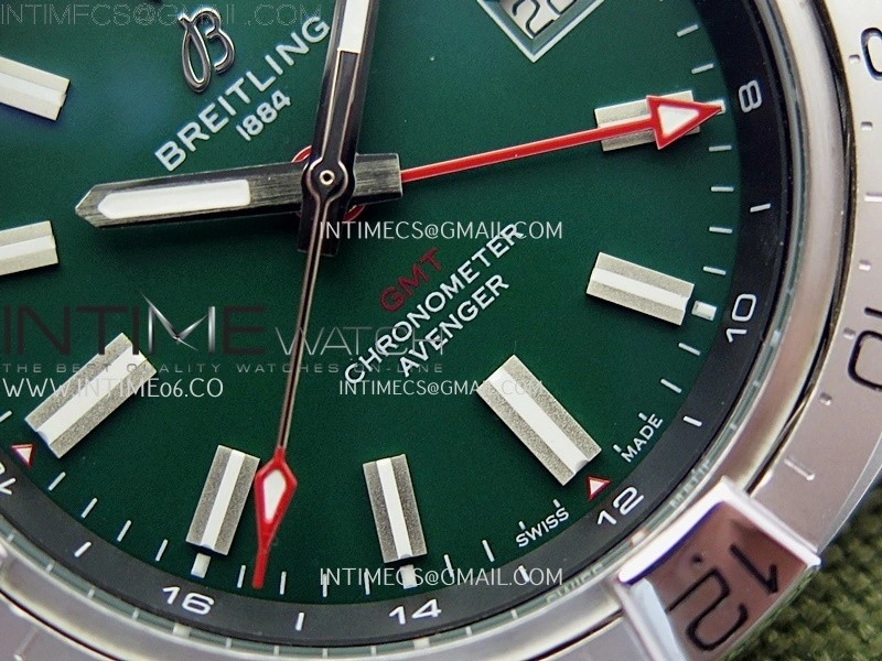 Avenger Chronometer 42mm GMT SS BLSF 1:1 Best Version Green Dial On Green Nylon Strap A2836