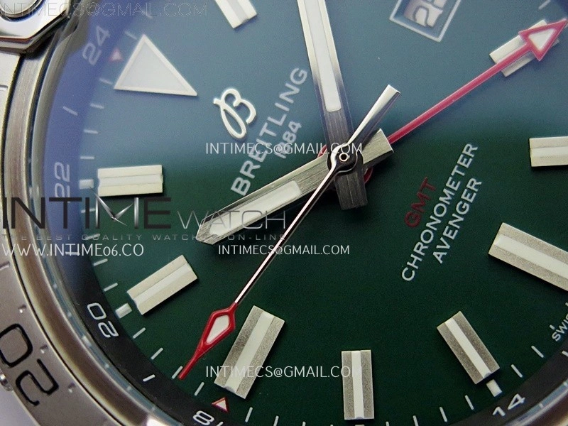 Avenger Chronometer 42mm GMT SS BLSF 1:1 Best Version Green Dial On Green Nylon Strap A2836