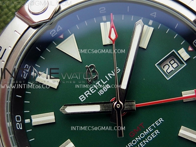 Avenger Chronometer 42mm GMT SS BLSF 1:1 Best Version Green Dial On Green Nylon Strap A2836