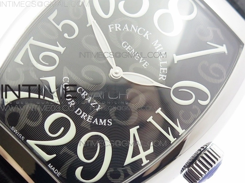 Crazy Hours Real Jumping Hour SS ABF Black Dial White Markers on Black Leather Strap A23J