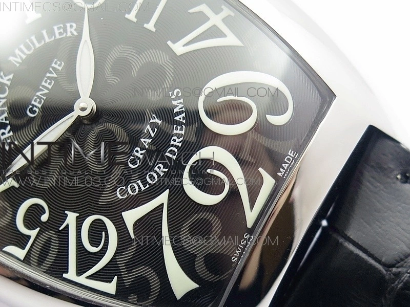 Crazy Hours Real Jumping Hour SS ABF Black Dial White Markers on Black Leather Strap A23J