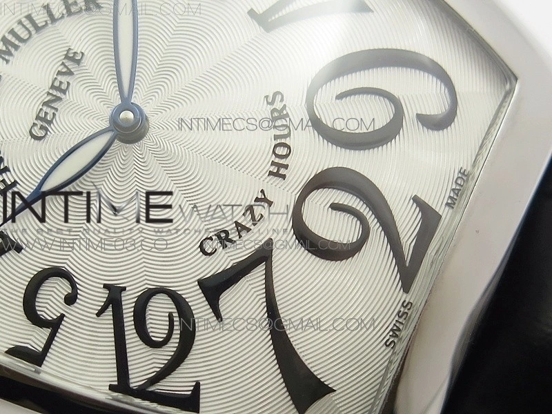 Crazy Hours Real Jumping Hour SS ABF White Dial Black Markers on Black Leather Strap A23J