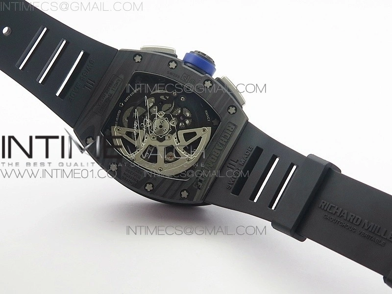 RM011 SS Felipe Massa 10th Anniversary KVF 1:1 Best Edition Crystal Skeleton Dial Blue on Black Rubber Strap A7750