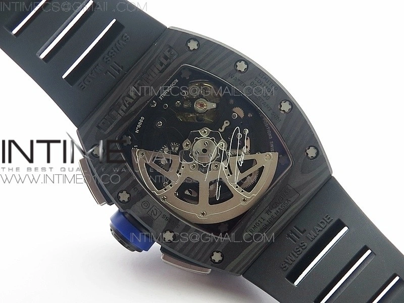 RM011 SS Felipe Massa 10th Anniversary KVF 1:1 Best Edition Crystal Skeleton Dial Blue on Black Rubber Strap A7750