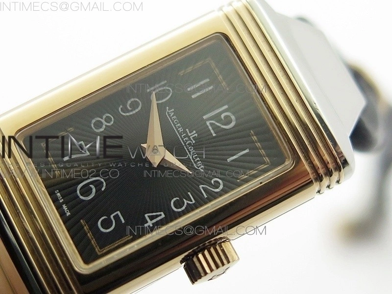 Reverso Ultra Thin Duoface RG SWF Gray Dial on Line Black Leather Strap Ronda Quartz