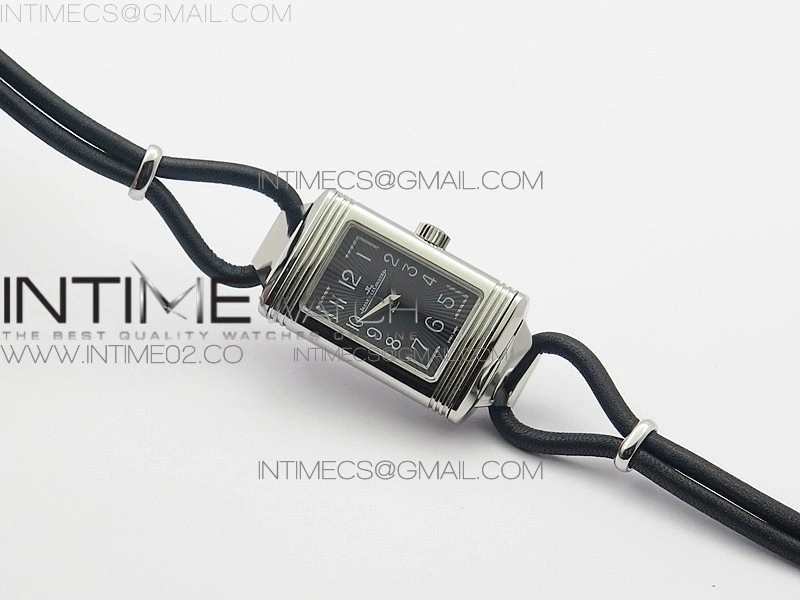 Reverso Ultra Thin Duoface SS SWF Gray Dial on Line Black Leather Strap Ronda Quartz