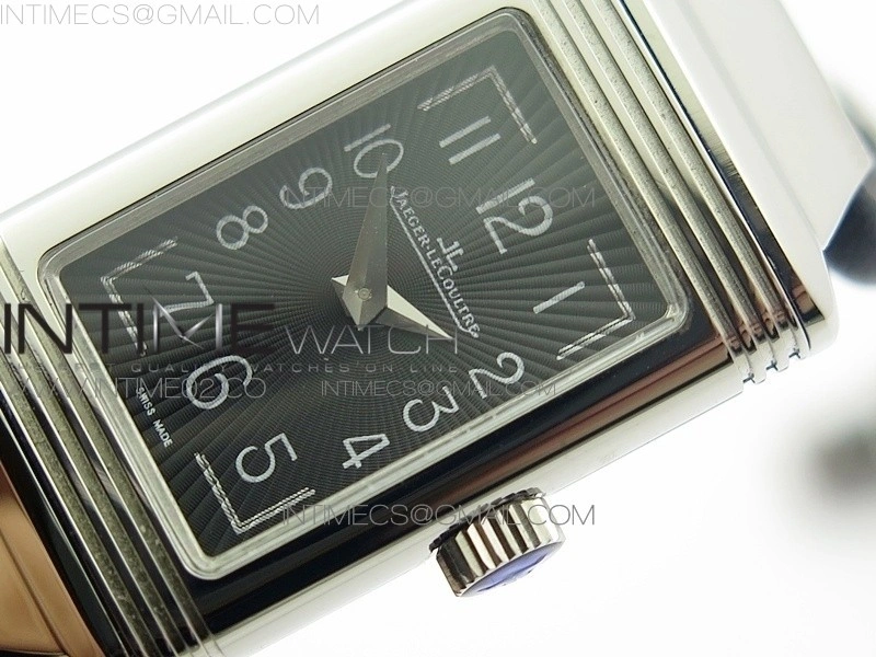 Reverso Ultra Thin Duoface SS SWF Gray Dial on Line Black Leather Strap Ronda Quartz