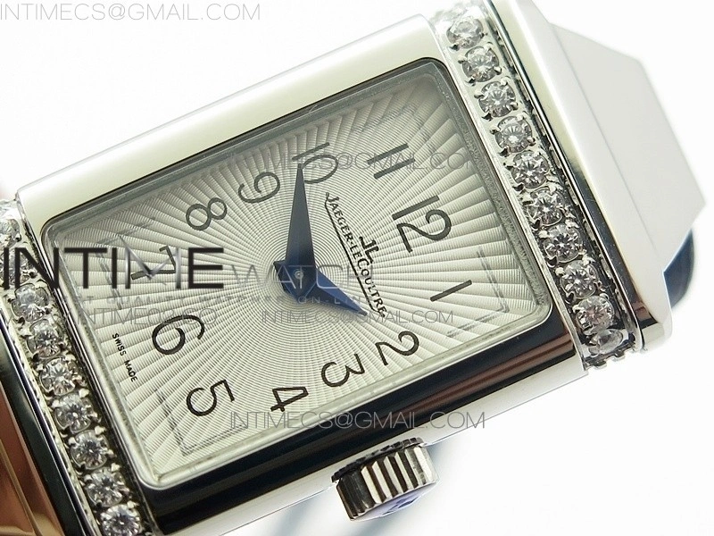 Reverso Ultra Thin Duoface SS SWF White Dial on Line Blue Leather Strap Ronda Quartz