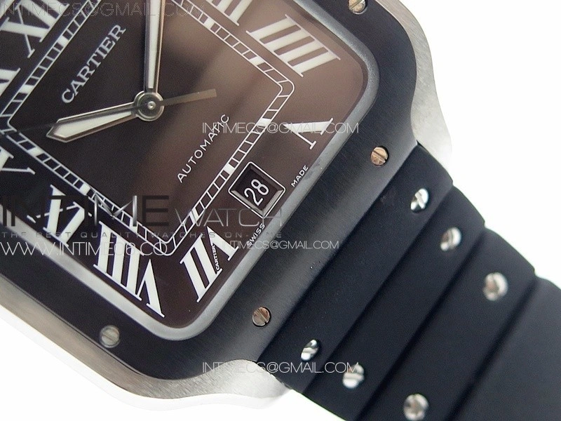Santos de Cartier 40mm SS DLC GF 1:1 Best Edition Black Dial on Black Rubber Strap MIYOTA 9015