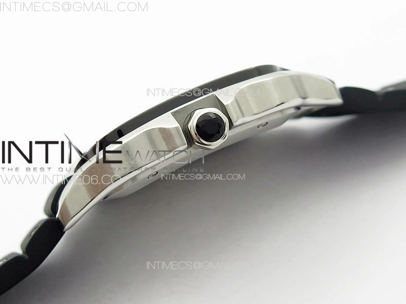 Santos de Cartier 40mm SS DLC GF 1:1 Best Edition Black Dial on Black Rubber Strap MIYOTA 9015
