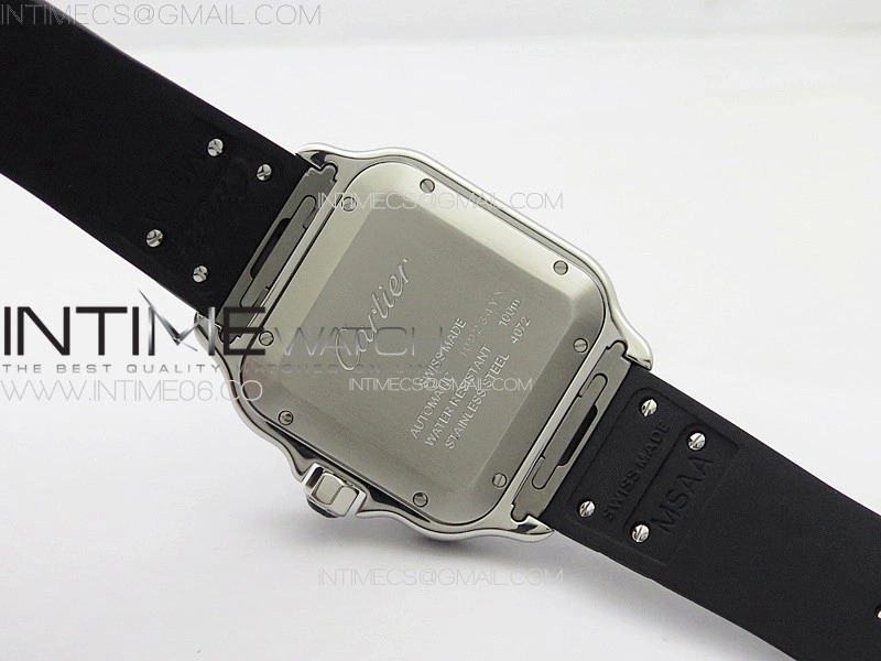 Santos de Cartier 40mm SS DLC GF 1:1 Best Edition Black Dial on Black Rubber Strap MIYOTA 9015