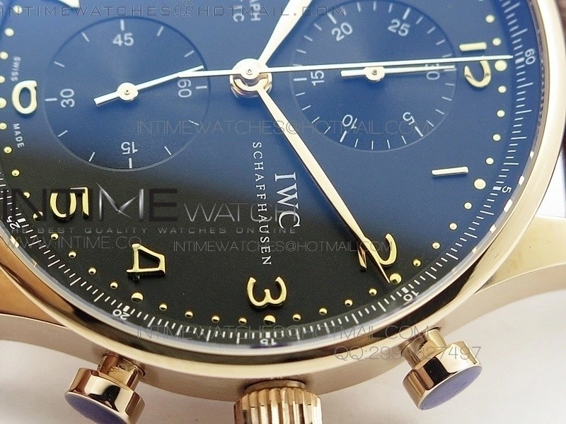 Portuguese IWC371415 ZF 1:1 Best Edition RG Black dial on Brown Leather Strap A7750