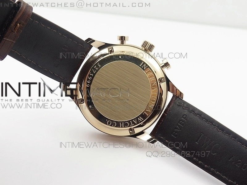 Portuguese IWC371415 ZF 1:1 Best Edition RG Black dial on Brown Leather Strap A7750
