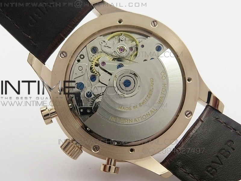 Portuguese IWC371415 ZF 1:1 Best Edition RG Black dial on Brown Leather Strap A7750
