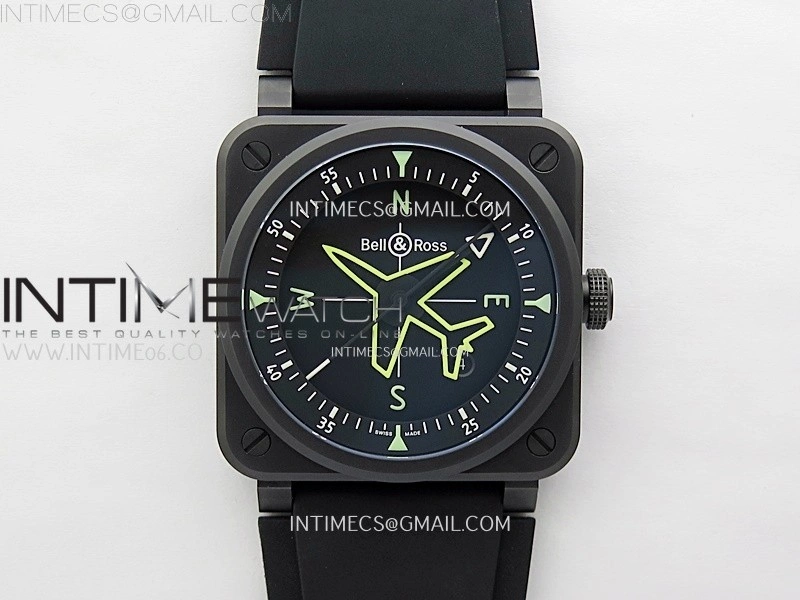 Instruments BR03A-CPS-CE Ceramic M+F 1:1 Best Edition Black Dial On Rubber Strap A2892