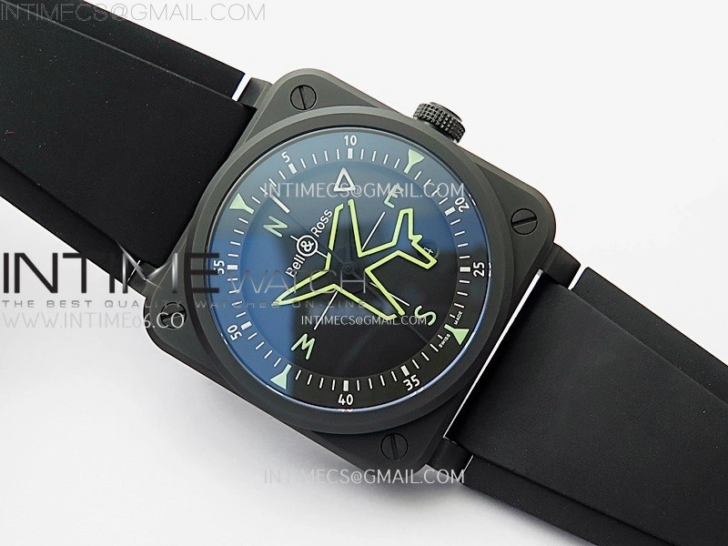 Instruments BR03A-CPS-CE Ceramic M+F 1:1 Best Edition Black Dial On Rubber Strap A2892