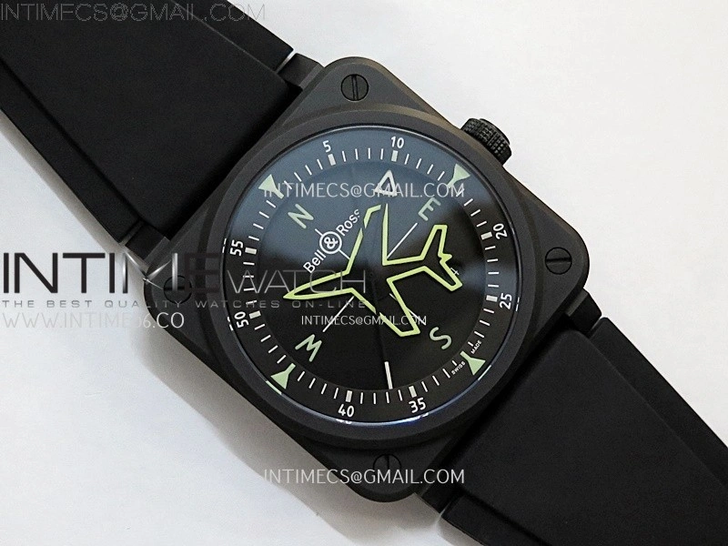Instruments BR03A-CPS-CE Ceramic M+F 1:1 Best Edition Black Dial On Rubber Strap A2892