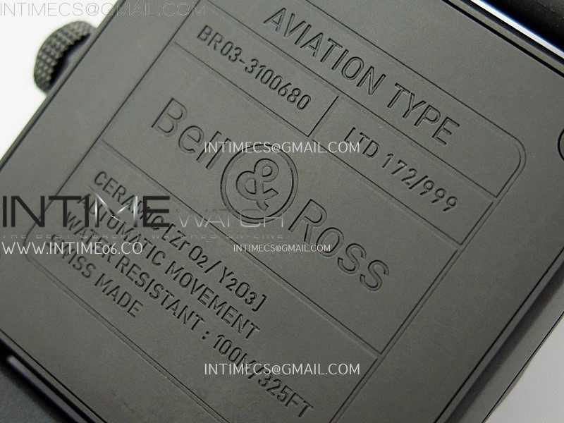 Instruments BR03A-CPS-CE Ceramic M+F 1:1 Best Edition Black Dial On Rubber Strap A2892