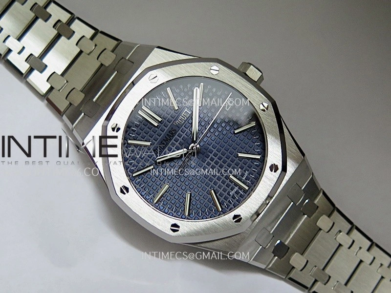 Royal Oak 41mm 15510 Free Sprung SS APSF 1:1 Best Edition Blue Textured Dial On SS Bracelet Super Clone A4302